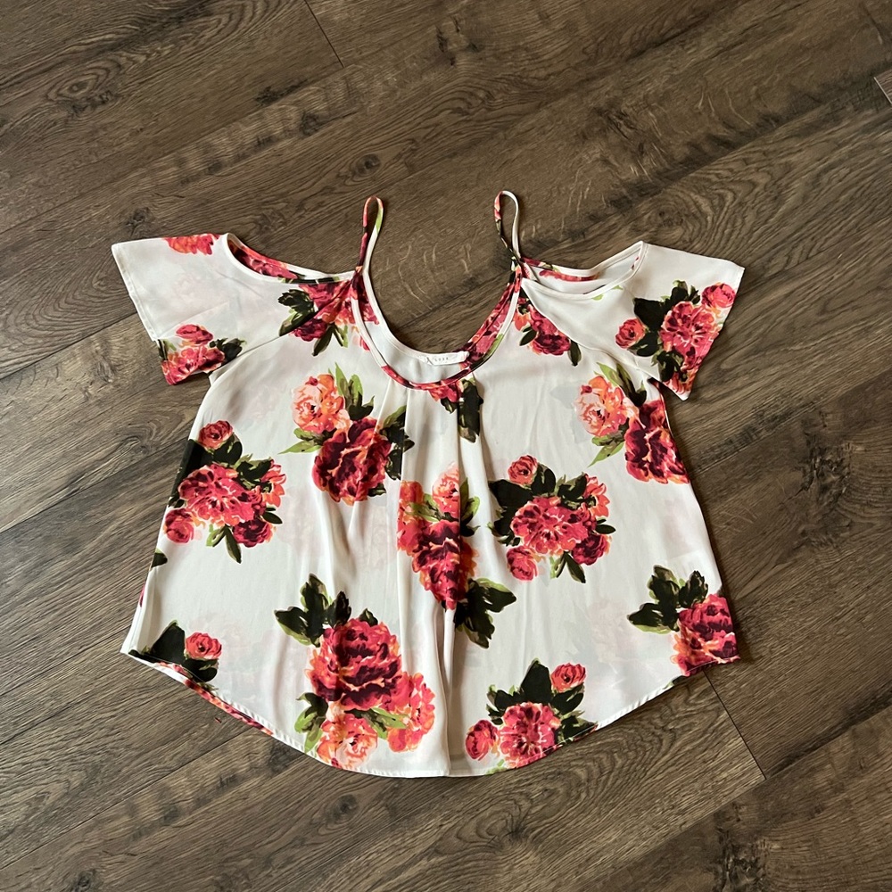 Lush Floral Cold Shoulder Top